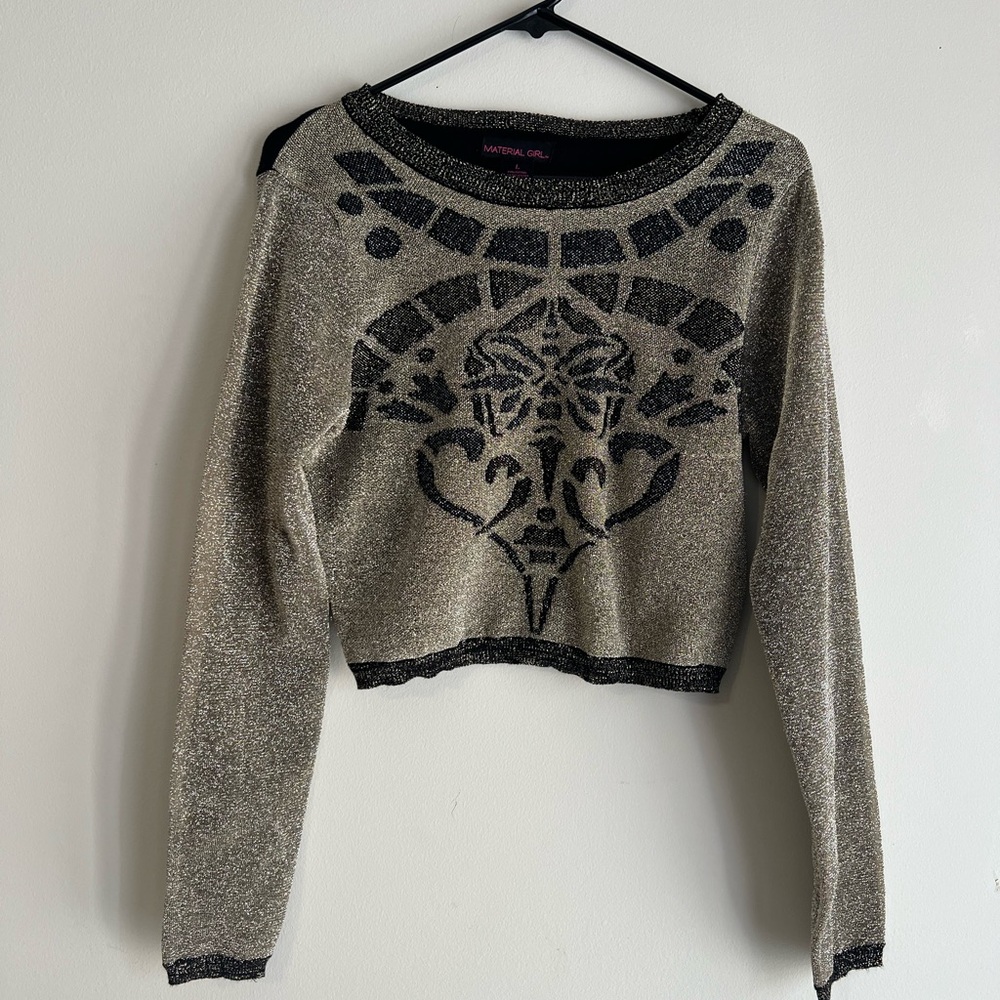Material Girl Metallic Black Sweater